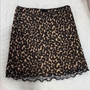 Wild Fable Brown Leopard Ruched Mini Skirt